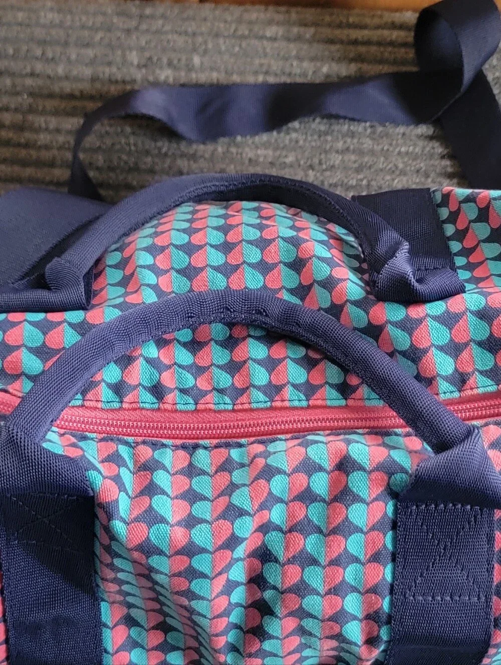 Vintage Tommy Hilfiger Duffle Bag, Pink And Blue With Hearts.